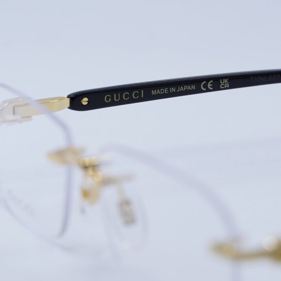 Gucci GG1221O 001 Eyeglasses Gold/Black 56mm Rectangle Frame - Picture 7 of 10